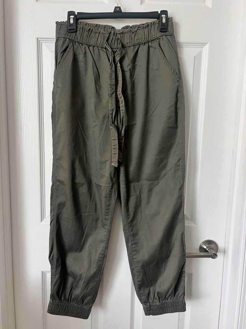 Women’s Olive Elastic-Waist Drawstring Joggers